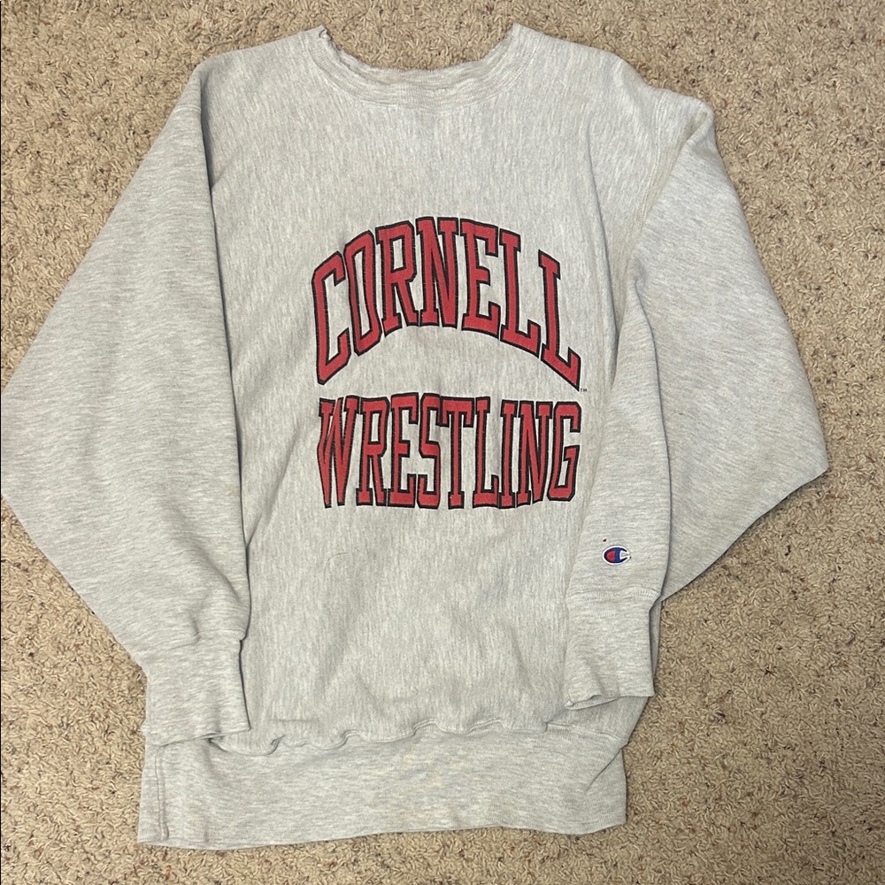 Champion Light Gray Cornell Wrestling Crewneck Sweater